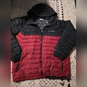 Columbia mens 2xl blk and red puffer jacket
